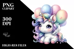 Baby Unicorn with Balloons | Sublimation | Clipart Product Image 3