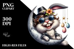 Goofy Bunny on Half Moon PNG Product Image 2