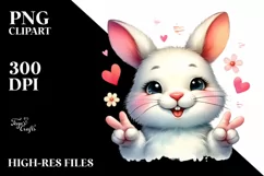 Funny Smiling Bunny Love Sign Clipart Product Image 1