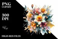 Vibrant Bouquet with Narcissus | Clipart Product Image 1