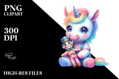 Colorful Baby Unicorn with Ventriloquist's Dummy PNG Product Image 2