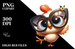 Cute Chicken in Oversized Sunglasses PNG Product Image 2