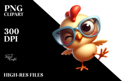 Cute Chicken in Oversized Sunglasses PNG Product Image 2