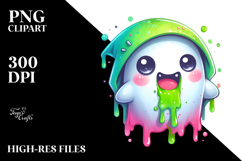 Enthusiastic Ghost in Spooky Hoodie PNG Product Image 2
