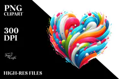 Colorful Paintbrush Heart PNG Product Image 2