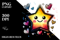 Smiling Scribbled Star PNG Product Image 2