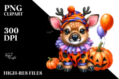 Cute Vibrant Baby Elk Halloween | Sublimation Clipart Product Image 2
