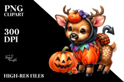 Cute Vibrant Baby Elk Halloween | Sublimation Clipart Product Image 2