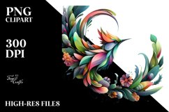 Vibrant Bird with Flowers PNG Product Image 3