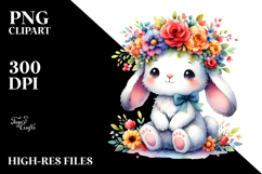 Cute Vibrant Sitting Bunny Cartoon | Sublimation Clipart Product Image 2