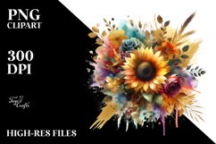 Colorful Sunflower Watercolor Bouquet | Clipart Product Image 1