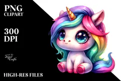 Cute Unicorn with Cool Haircut PNG Product Image 2
