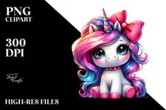 Cute Unicorn with Cool Haircut PNG Product Image 2