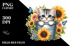 Cute Baby Cat with Flowers PNG Product Image 3