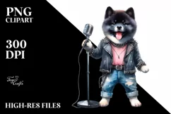 Sublimation Akita Punk Singer Clipart Product Image 1