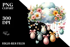 Pastel Watercolor Cloud with Hanging Eggs PNG Product Image 2