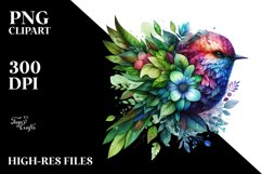 Vibrant Bird with Flowers PNG Product Image 1