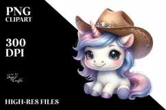Baby Unicorn Cowboy Hat | Sublimation | Clipart Product Image 1