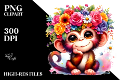 Cute Vibrant Adorned Monkey Cartoon | Sublimation Clipart Product Image 2