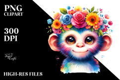 Cute Vibrant Adorned Monkey Cartoon | Sublimation Clipart Product Image 2