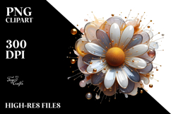 Abstract Daisy with Golden Insertions PNG Product Image 2