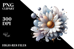 Abstract Daisy with Golden Insertions PNG Product Image 2