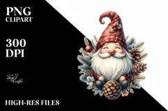 Detailed Christmass Gnome Watercolor PNG Product Image 3