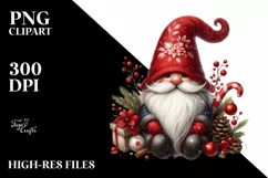 Detailed Christmass Gnome Watercolor PNG Product Image 1