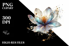 Abstract Shiny Magnolia Watercolor Clipart Product Image 1