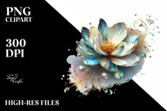 Abstract Shiny Magnolia Watercolor Clipart Product Image 1