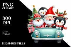 Cute Christmass Gnome in Car PNG Product Image 3