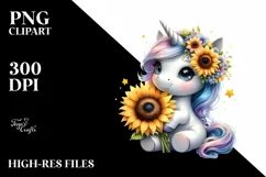 Baby Unicorn with Sunflower | Clipart Product Image 3