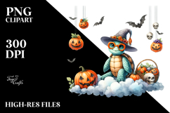 Turtle in Halloween Costume on Cloud, Transparent PNG Product Image 2