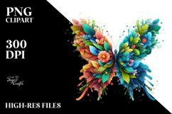 Vibrant Butterfly with Flowers PNG Product Image 3