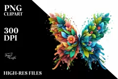Vibrant Butterfly with Flowers PNG Product Image 3
