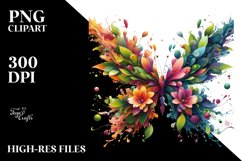 Vibrant Butterfly with Flowers PNG Product Image 3