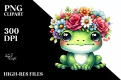 Cute Vibrant Adorned Frog Cartoon | Sublimation Clipart Product Image 1