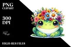 Cute Vibrant Adorned Frog Cartoon | Sublimation Clipart Product Image 2