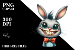 Happy Rabbit with Big Eyes, Clipart PNG Product Image 2