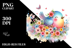Colorful Bird made of spring flowers PNG Product Image 2
