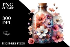 Abstract Bottle with Large Cosmos | Sublimation Clipart Product Image 3