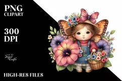 Baby Butterfly Petunia Sublimation Clipart Product Image 1