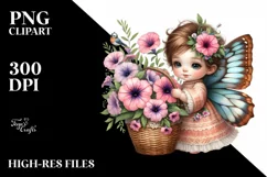 Watercolor Baby Butterfly Holding Flowers Product Image 1