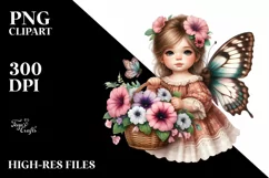 Watercolor Baby Butterfly Holding Flowers Product Image 3