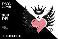 Simple Heart Wings Crown PNG Product Image 2