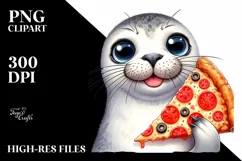 Detailed Watercolor Seal Pizza Product Image 1