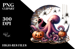 Octopus Dressed for Halloween, Festive PNG Product Image 2