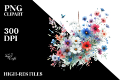 Colorful Watercolor Wild Flowers PNG Product Image 2