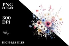 Colorful Watercolor Wild Flowers PNG Product Image 2