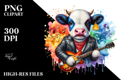 Colorful Baby Cow with Rock &#039;n&#039; Roll Club PNG Product Image 2